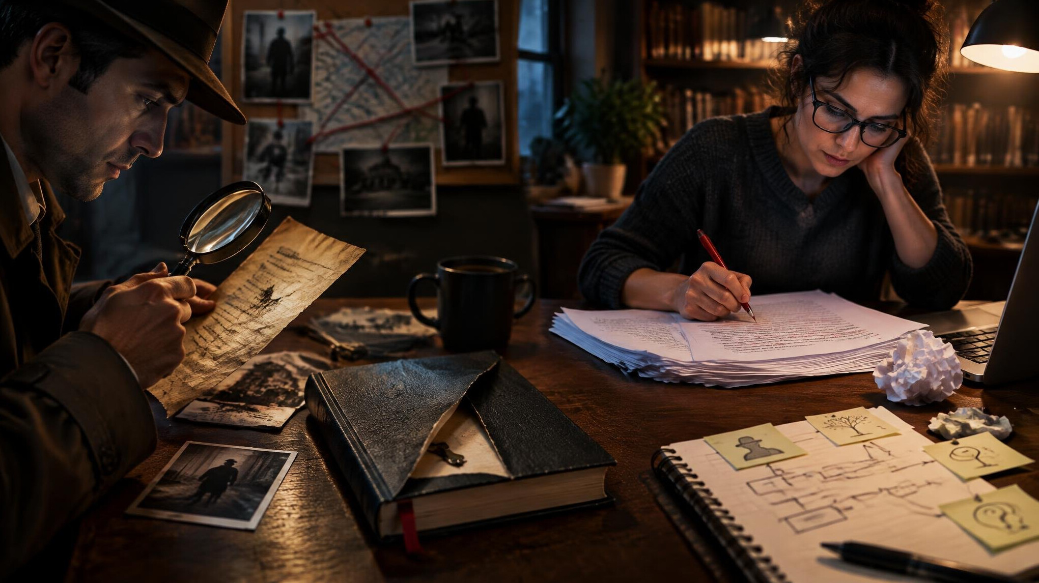 detective reading clues