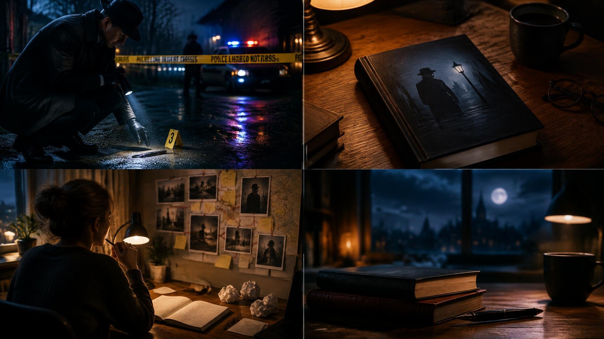 detective investigating crime scene